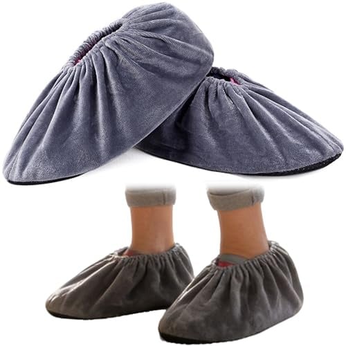 MINGZE 10 paia di copriscarpe e stivali riutilizzabili, lavabili e riutilizzabili, con suola antiscivolo, pantofole da museo, pantofole per ospiti per uomini o donne, copriscarpe per interni taglie 39