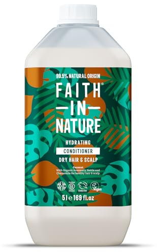 Faith In Nature Organic Coconut Conditioner, Hydrating for Dry Hair & Scalp, Vegan & Cruelty Free, No SLS, Silicones or Parabens, 5L Refill Pack
