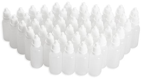 Wowlife Transparente 5 ml/10 ml/8 ml/15 ml/20 ml/30 ml/50 ml, weiße Kunststoff-Tropfflaschen, 50 Stück Augentropfer mit Kappen (50 ml)
