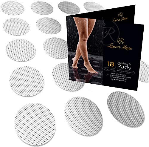 Luana Rose Premium Antirutsch Pads Dusche und Badewanne - Einfache Installation - Hygienisch & Transparent - Anti Rutsch Dusche Aufkleber - XXL Pads, Rund 10 cm Ø, Selbstklebend (18 Stück)