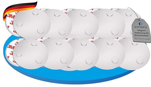 sonero Magnethalterung für Rauchmelder (Kohlenmonoxid-Detektor und andere Produkte) Durchmesser 70 mm Extra Starke Magnete, 10 Stück