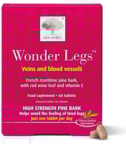 New Nordic Wonder Legs, High-Strength Pine Bark & Red Vine Leaf Extract with Vitamin C, Supports Normal Circulation & Vein Function, 60 Vegan Tablets