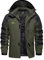 EKLENTSON Herren Winterjacke Skijacke Gefütterte Warme Wanderjacke Schnee Jacke mit Kapuze, (Armeegrün, S)
