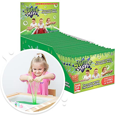ZIMPLI - 12 x Slime Play Party Bag Fillers, Green & Red, Turns water into slime, Pass The Parcel Gift, Sensory Party Favours, Goodie Bags & Prizes