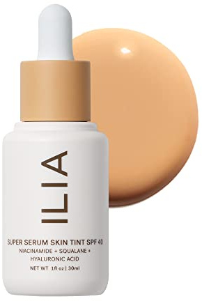 ILIA - Super Serum Skin Tint SPF 40 | Non-Comedogenic, Vegan, Lightweight to Help Against Blue Light, + Pollution while Hydrating, Smoothing, + Refining (Shela ST8, 1 fl oz | 30 ml)
