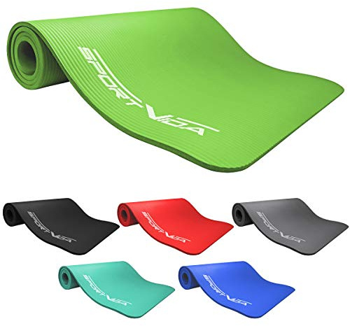 SportVida Yoga Matte Rutschfest Extradick -NBR Matte- Dicke Turnmatte für zuhause Training mit Tragegurt - Sportmatte - Fitnessmatte 2 Größen,6 Farben (Grün, 180 x 60 x 1,5 cm)