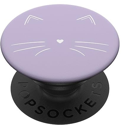 PopSockets Weiß Katzengesicht Katze Pastell Lila PopSockets mit austauschbarem PopGrip