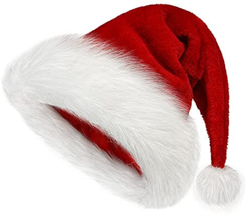 BSVI Christmas Hat for Adults Santa Hats Unisex Red Velvet Extra Thicken Holiday Headwear Xmas Hat for Festive New Year Party
