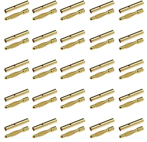 eMagTech 25 Paar 2,0 mm Vergoldeter ESC Stecker Kugel Bananenstecker und Buchse für ESC-Motor Lipobatterie RC Hubschrauber