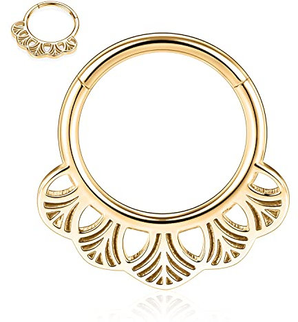 Daith Ohrringe 16G Gold Septum Clicker Ring 316L Chirurgenstahl Conch Piercing Nasenring Creolen Higned Segment Seamless Clicker Ring Rook Tragus Helix Piercing Schmuck Kleine Creolen 10mm
