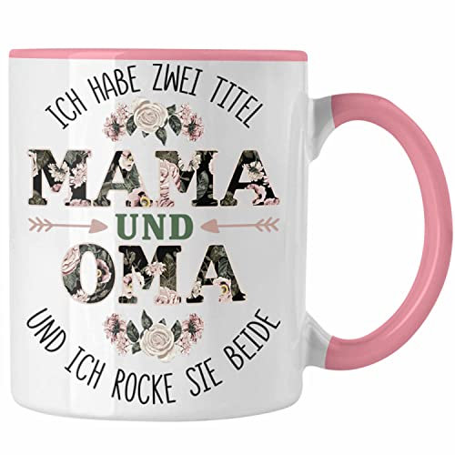 Trendation - Mama und Oma Tasse Geschenk für Weihnachten Geburtstag Lustige Beste Oma (Rosa)