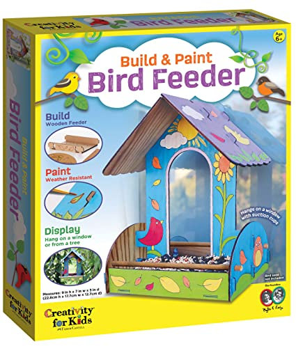Creativity for Kids Build and Paint Bird Feeder Wood Craft Kit - DIY Bird House Kit for Children, Outdoor Activities for Kids Age 6+