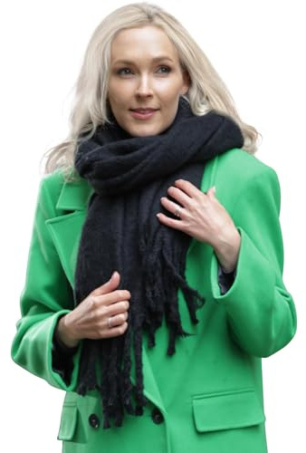Style Slice Blanket Scarf Women Ladies Scarves Oversized Scarf Tartan Scottish Blanket Shawl Winter Wraps Scarves Women Winter Scarfs Women Pink Grey Black Mustard Red (black-01)