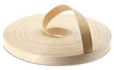 WoodPress® 15 mm echtes Birkenkantenband – 50 m Kantenleiste zum Aufbügeln – vorgeklebtes Kantenband für Heimwerkeranwendungen – Holzverkleidungsband für Schreibtisch, Schrank, Tür – Kantenleiste für