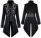 Mittelalter Kleidung Herren Frack Jacke Smoking Steampunk Mantel Gothic Männer Captain Jack Sparrow Kostüm Halloween Karneval Faschingskostüme Viktorianisches Renaissance Vikings Gehrock Schwarz L