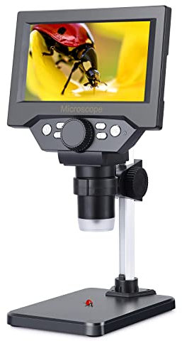 Koolertron Microscopio Digital 5.5 Pollici HD 1080P,LCD Electronico Microscopio Bambini 50-1000X,8 Luci LED Portatile