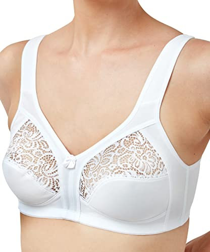 Marlon Womens Courtney Half Lace Non Wired Everyday Bra,White, 42DD