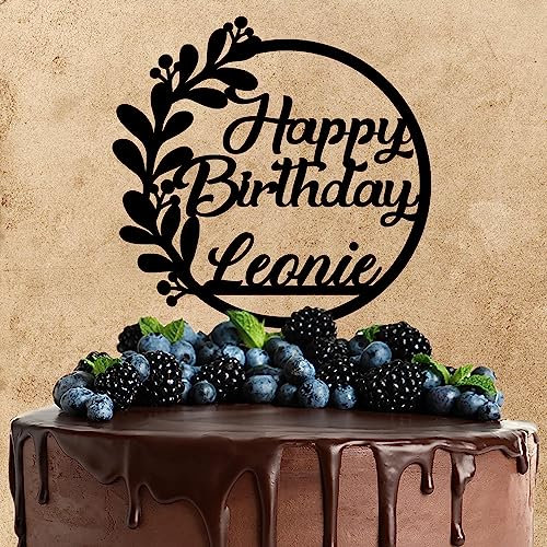 Wunschtext Cake Topper aus Acryl zum Geburtstag | Happy Birthday | personalisiert mit Wunschnamen | Kuchendeko Tortenstecker | schwarz | Kuchendekoration und Tortenschmuck 100% Made in Germany