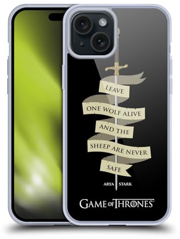 Head Case Designs Offizielle HBO Game of Thrones Arya Zitieren Nadel Grafiken Gelhülle [Militärischer Schutzgrad] Kompatibel Mit Apple iPhone 15 Plus Und Kompatibel Mit MagSafe
