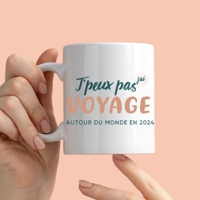 CADEAUX.COM - Mug Personnalisé J'peux pas J'ai Voyage - Mug Céramique - Tasse Magique Personnalisable - Résiste Au Micro Ondes et Lave Vaisselle - Idée Cadeau Original- Cadeau Homme, Femme