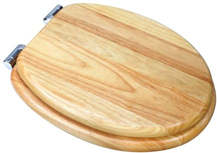 Fanmitrk Toilettendeckel aus Natürlicher Massivholz, Holz WC Sitz, Toilettensitz mit Absenkautomatik, Klobrille Einfache Montage und Einfach zu Reinigen