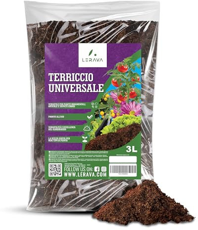 LERAVA® Universalerde [Bio] - 3L - Blumenerde für Garten & Hochbeet - Nährstoffreiche Gemüseerde & Gartenerde - Pflanzenerde Hochbeet - Anzuchterde Gemüse - Kräutererde - 100% Made in Italy