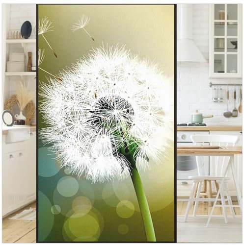 Fensterfolie, Pusteblumen-Muster, mattiert, Wärmeregulierung, Anti-UV-Schutz, Fensteraufkleber, kleberfrei, statisch haftend, Fensterdekoration, B 35,4 x H 78,7 (90 x 200 cm)