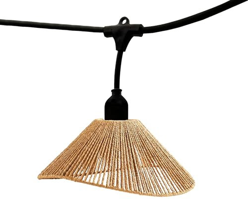 Guirlande lumineuse raccordable d'extérieur avec abat-jour en corde style bohème 7 ampoules à filament douille E27 LED blanc chaud RAFFY LIGHT 6m