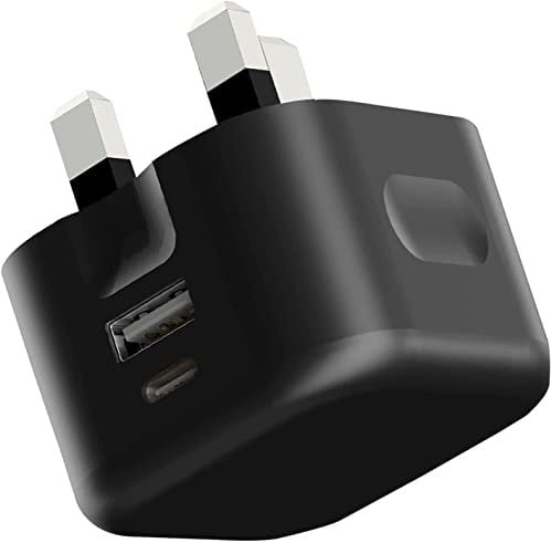 For Samsung Galaxy Tab A8/A7/A9/A9 Plus Charger Plug 20W Dual Port USB & USB C Charger Type C PD Charging Adapter Fast Charge Travel Fast Charging Power Adapter Phone Charger (BLACK)