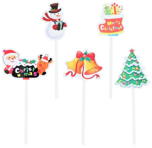 JOINPAYA 5St Kuchen Topper Kuchen Picks Weihnachtsbaum-Cupcake-Topper Dekor Obstkuchen Kuchenspieße weihnachtliche Essensauswahl Weihnachten Zylinder schmücken
