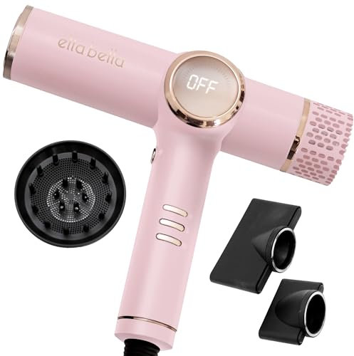 ELLA BELLA® Sèche-cheveux professionnel ionique avec diffuseur • Sèche-cheveux à ions négatifs • Convient à tous les types de cheveux • Contrôle intelligent de la chaleur & vitesses de séchage rapide