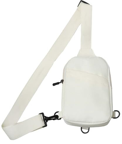 Colexy Sling Chest Crossbody Bag, Wasserdicht Brusttasche Herren Umhängetasche, Leichte Brusttasche Herren mit Verstellbarem Schultergurt für Reise Wandern Radfahren Laufen (Weiß)