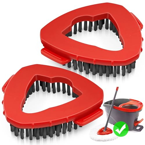 Dolanx Scrub Brush Attachments for Vileda Turbo Mop, 2 Pcs Scrubber Head, Triangle Spin Mop Hard Bristles Cleaning Brush Replacement Accessories for Bathroom Kitchen Pool Tile Floor