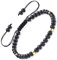 Apocalyptic-K Schwarzer Vulkanstein-Armband&18K Gold |4-6MM | 6.7-9.3 IN | ，Damen Armband &18K Gold, | Einstellbar (Schwarzer Vulkanstein，4MM)