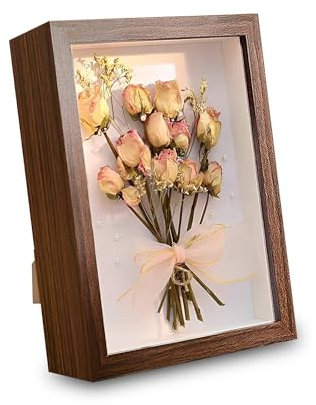 NCOALE 3D Bilderrahmen zum Befüllen, 22x27cm Bilderrahmen Tief 3D Objektrahmen Tiefer 3cm Bilderrahmen Vintage Holzrahmen Quadratisch für Blumen Hochzeitsgeschenk DIY Kunstwerke