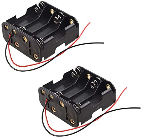 Plawee 2X Support/Boite/Boitier de Batterie Noir Pouvoir Contenir 8 Piles AA (12V en Tout)