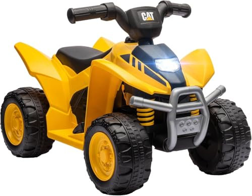 Mini Quad elettrico per bambini con Licenza Ufficiale Caterpillar 6V di Mondial Toys ATV con Luci a LED e Suoni integrati Giallo