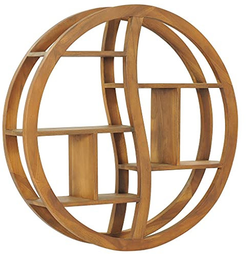 LLEZKBR Regalwandregale & Ledges-Yin Yang Wandregal 80x17,5x80cm Teakholz massiv