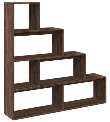 vidaXL Raumteiler Bücherregal 4 Stufen, Standregal Treppenregal für Wohnzimmer Schlafzimmer Büro, Stufenregal Regal, Braun Eichen-Optik Holzwerkstoff