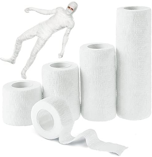Verbandsmaterial - 25m Halloween Mumie Vlies Verband Selbstklebende Bandage, geeignet für Cosplay Kostüm | 5 Rollen