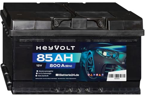 HeyVolt Autobatterie 12V 85Ah 800A Hochleistungs-Blei-Säure-Batterie, Langlebig, Kompatibel mit PKW