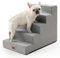COZY KISS Hundetreppe für Kleine Hunde, 5 Stufen Breiter Haustiertreppe für Bett Couch Auto, 60cm Hoch Hochdichtem Schaumstoff Katzentreppe mit Abnehmbarem Bezug (Grau, 75x50x60cm, 5)