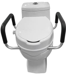 Lifted Throne - 5-Inch Raised Toilet Seat with Adjustable Padded Handles - Enhanced Elevation for Comfort, Supports up to 330 lbs, Easy Installation Easy On and Off, Portable Bathroom Chair