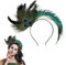 Pfau Haarreif Damen, Haarschmuck Federn Karneval, Leicht Feder Haarreifen, Pfau Federkopfschmuck Haarreif Karneval für Mädchen Damen Maskerade Looks Accessoires