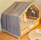 YellowNest Hausbett Himmel - 100% Baumwolle - Betthimmel Hausbett aus Musselin - Himmelbett Vorhänge für Bett 90x190 & 140x200 cm - Ohne Wimpelkette Kinderzimmer Stern (Grau, 130 x 400 cm)