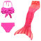 LCpddajlspig Kinder Bikini Mädchen, Meerjungfrauenflosse Mädchen Mit Bikini Set Schwimmflossen Kinder Meerjungfrau Badeanzug Bikinis Monoflosse Meerjungfrauen Badekleid Badebekleidung Roter 4-5 Jahre