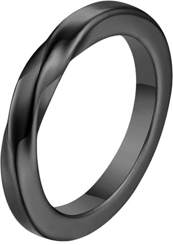 Jpltlvy Edelstahlring Möbius Band Design Schwarz Mattes Finish Herrenschmuck Minimalistisches Band Moderner Stil für den Alltag