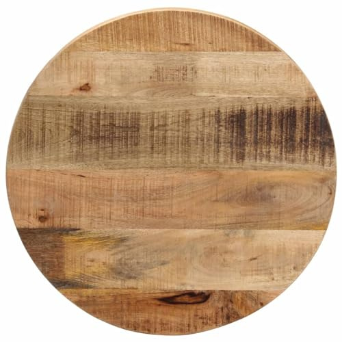 Qnhdfrt Tischplatte aus massivem Mangoholz Rund Ø 60x2,5 cm Rustikale Design Holzplatte für Küche Esszimmer und Outdoor Bereich
