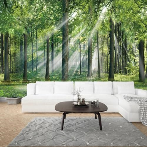 Kitquiver Papier Peint Mural 3D Peinture À L'Huile De Paysage Forestier Papier Peint Photo Effet Trompe-L'Œil，Affiche Décorative 430x300cm