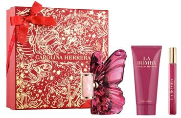 Carolina Herrera La Bomba Geschenkset mit Eau de Parfum 50ml und Bodylotion 100ml, Luxuriöse Rote Geschenkbox mit Goldmuster, Damenduft mit Blumig-Orientalischen Noten